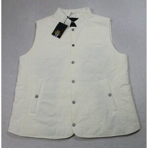 NWT Maceoo Vest Mens XL White Quilted Snap Front Puffer French Italian Fabrics